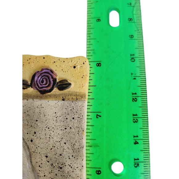 Vintage 1990s E. Smithson Plaque Tile Folk Art 3D Cat Snow Rose Wall Decor - Picture 7 of 9